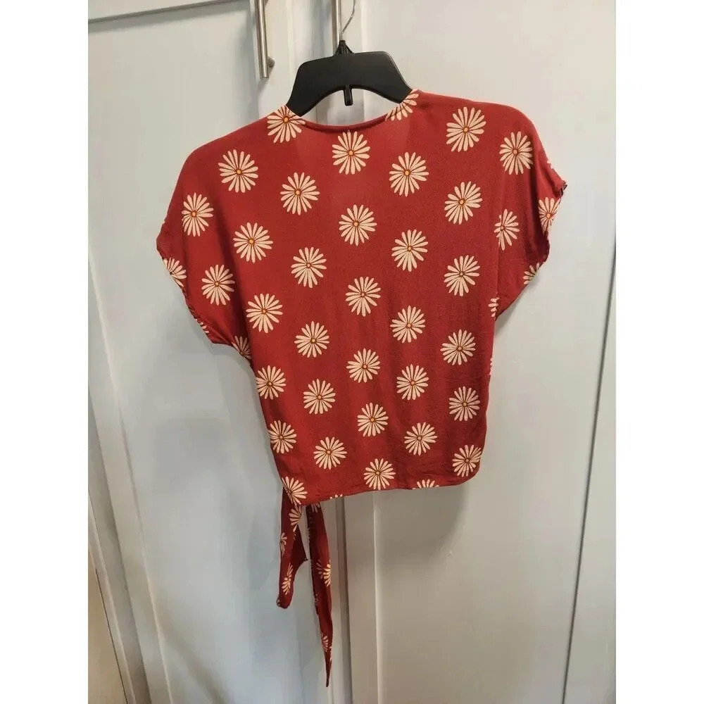 NWOT Madewell Cropped Sash-Tie Wrap Top in Daisy Daydream - Picture 3 of 9